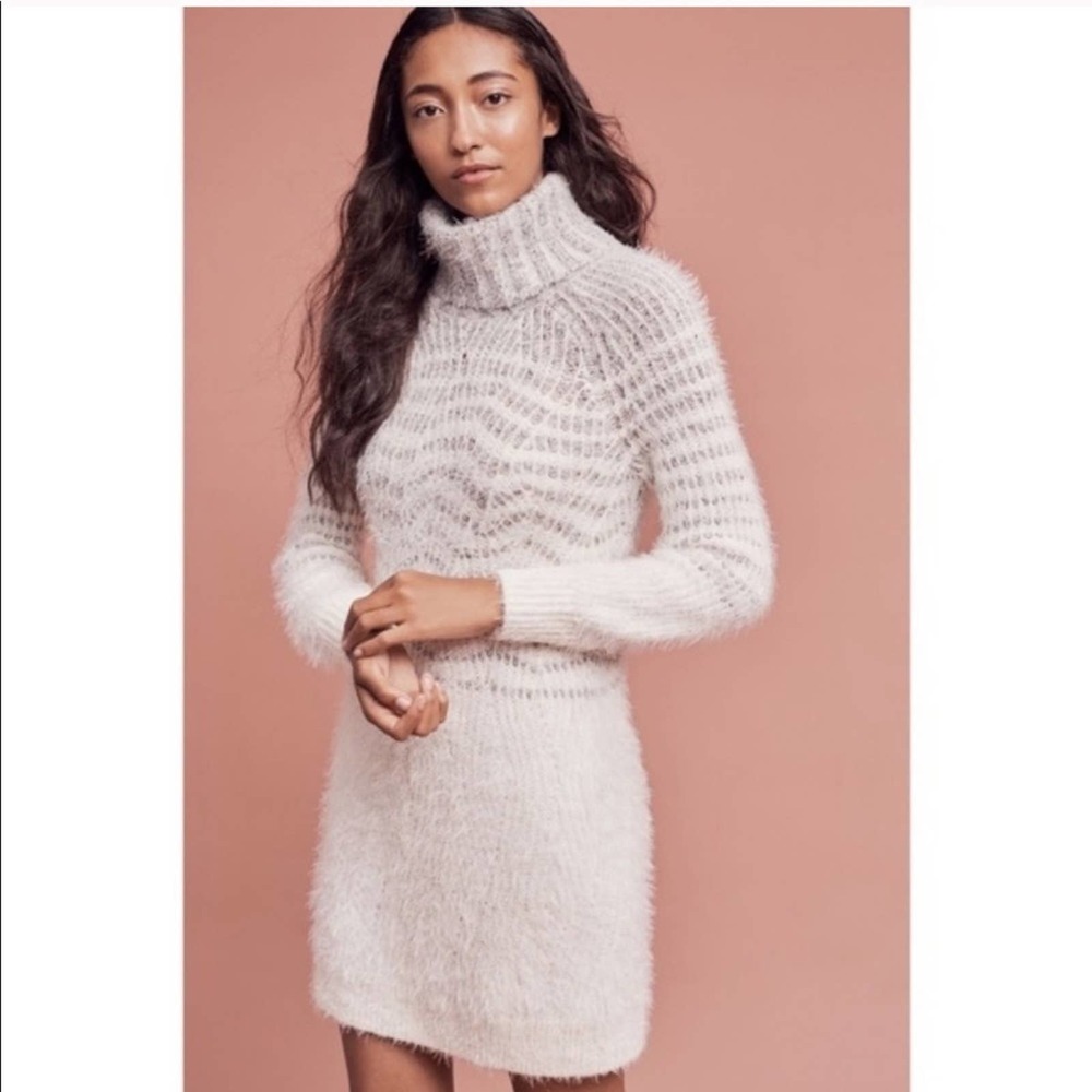 Anthro sleeping on snow eyelash sweater dress M